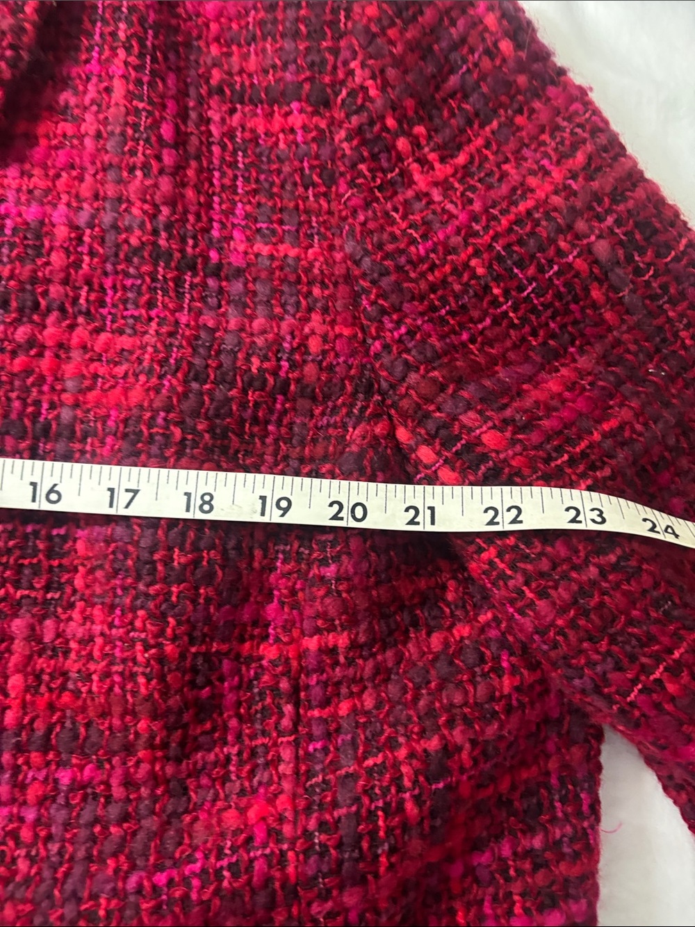 Jones New York Red & Burgundy Tweed Zip-Front Women's Jacket Vintage 1990s. - Picture 7 of 8